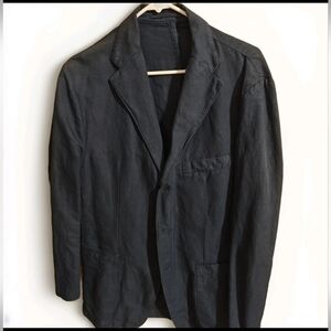 Vtg Saks 5th Ave Men's Light Dark Blue Cotton/Flax Jacket Blazer Old Money Sz L